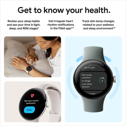 Google Pixel Watch 2 (Previous Model) with the Best of Fitbit - Heart Rate Tracking, Stress Management, Safety Features - Android Smartwatch - Matte Black Aluminum Case - Obsidian Active Band - WI-FI
