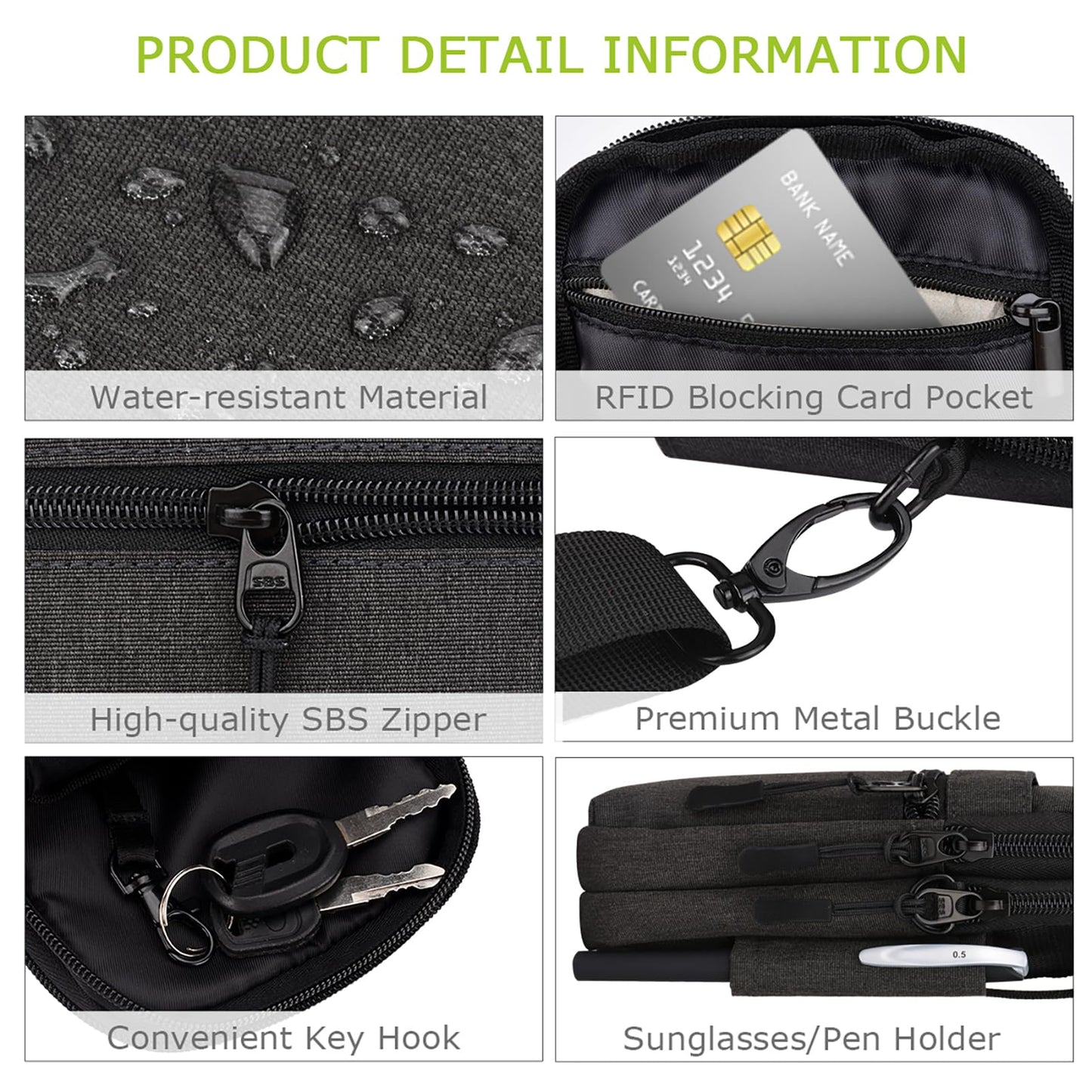 UBAYEE Crossbody Phone Bag with RFID Blocking for Men & Women – Lightweight Travel Passport Pouch & Secure Neck Wallet, Fits Up to 6.7" Phone, Dark Grey