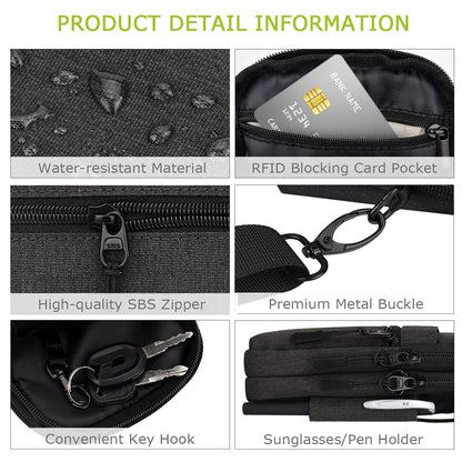 UBAYEE Crossbody Phone Bag with RFID Blocking for Men & Women – Lightweight Travel Passport Pouch & Secure Neck Wallet, Fits Up to 6.7" Phone, Dark Grey