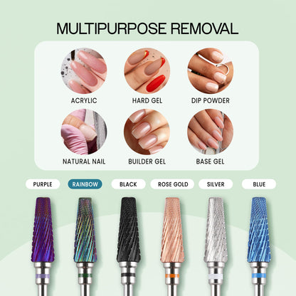 PANA Nail Carbide 5 in 1 Bit - Two Way Rotate use for Both Left and Right Handed - Fast Remove Acrylic or Hard Gel - 3/32" Shank - Manicure, Nail Art, Drill Machine (Fine - F, Silver)