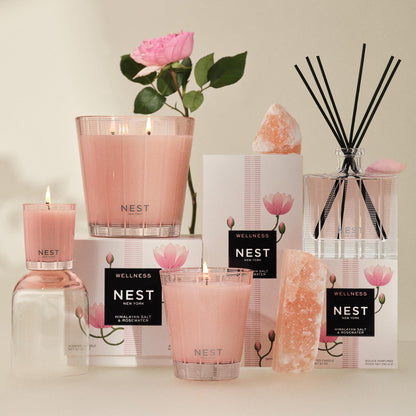 NEST New York Scented 3-Wick Candle, Himalayan Salt & Rosewater - 21.2 oz - Up to 100-Hour Burn Time - Reusable Glass Vessel