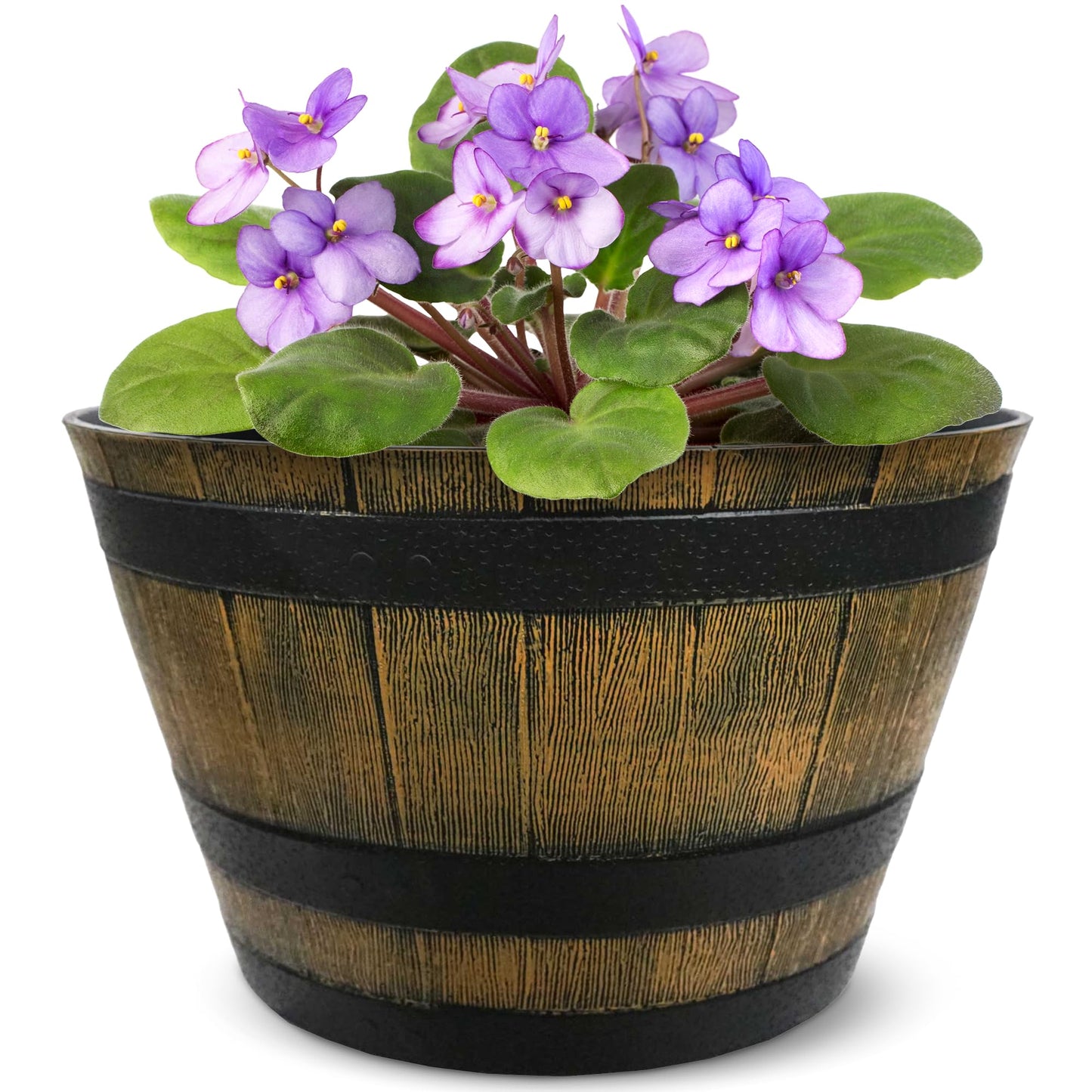 Headwind Whiskey Barrel Planter – 15 Inch New Wood Barrel Planters for Outdoor Plants – Weather-Resistant Flower Pot with Wooden Finish – Decorative Indoor & Outdoor Garden Planter by Robert Allen