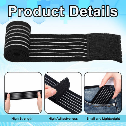 Geiserailie Ice Pack Strap Stretchable, 4 Size Elastic Reusable Ice Belt Extender, Adjustable Hook and Loop Extension Straps Add Length to Most Hot Cold Therapy(8 Pcs,Black)