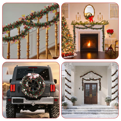 WANDIC 4Pcs 6.5Ft Christmas Garland, Snowman and Bell Christmas Tinsel Garland Indoor Decor Xmas Tree Staircase Railing New Year Holiday Home Decor