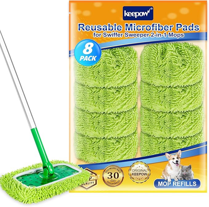 KEEPOW Reusable Microfiber Mop Pads Compatible