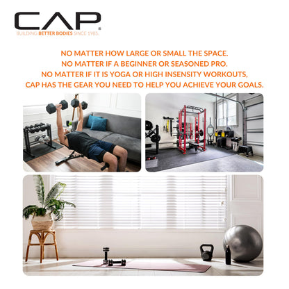 CAP Barbell 1-Inch Interlocking EVA Foam Exercise Puzzle Mat Home Gym Flooring - 4 Pack | 24" x 24" x 1" | T Pattern - Black
