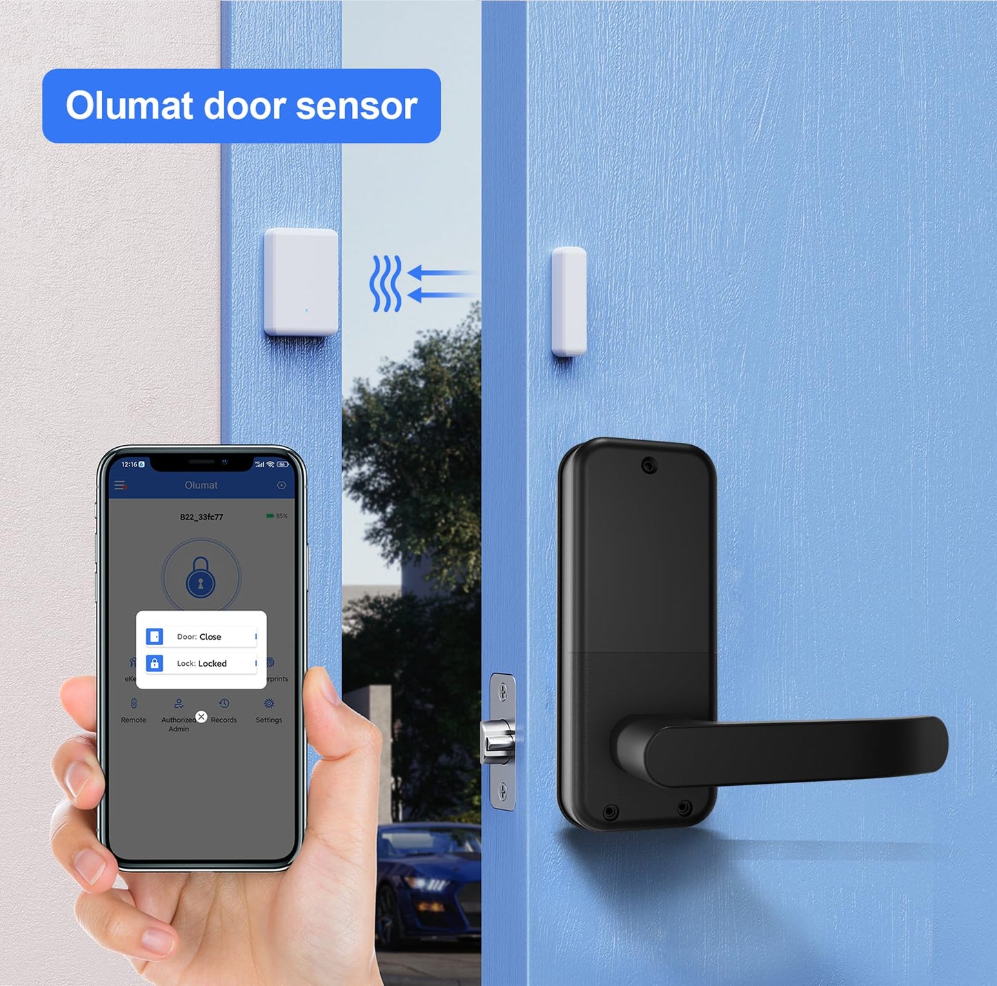 Smart Door Lock With Handle: Keyless Entry With Gateway Sensor - Keypad and Remote Control Digital Lock for Front Door - Compatible With Alexa