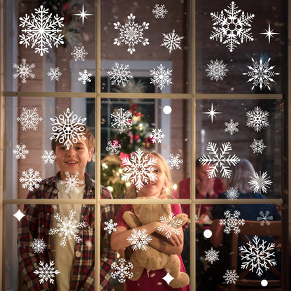 NEWMIAO 438Pcs Snowflake Window Cling Stickers for Christmas Decorations, 10 Sheets Christmas Window Clings of Different Shapes Xmas Decals for Glass Home Decor Indoor and Outdoor Party Supplies