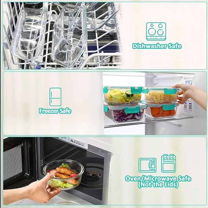 30 Pieces Glass Food Storage Containers