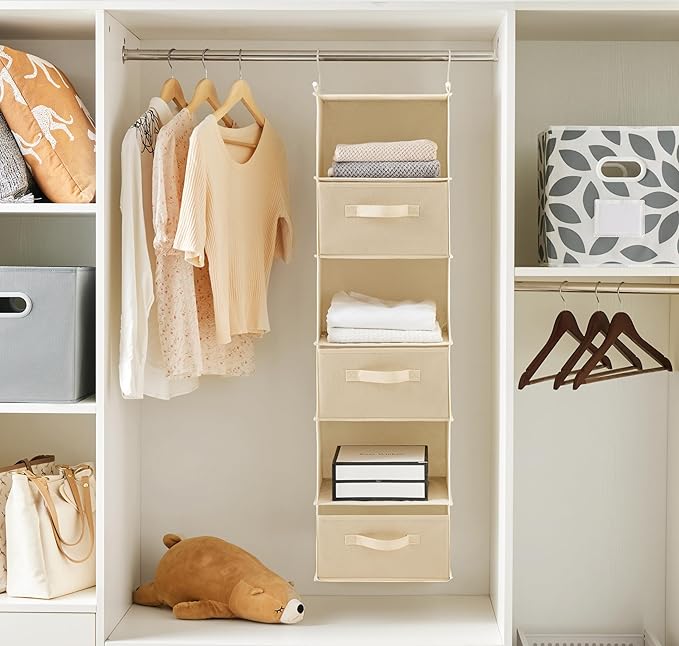 MAX Houser 6 Tier Shelf Hanging Closet Organizer, Closet Hanging Shelf