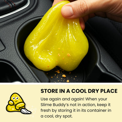 Slime Buddies Car Cleaning Gel Putty - Lemon Scented Interior Detailing Tool for Cup Holders, Air Vents & Keyboard - Reusable Auto Detailing Accessories - Dust Remover Goop - Gifts for Men Women