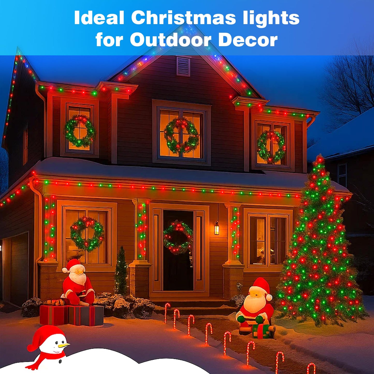 Domolli Christmas Lights 500LED 164FT, Waterproof Christmas Tree Lights with 8 Modes, Remote Control 3 Timers & Memory Function Xmas Decorations for House and Holiday (Red and Green)