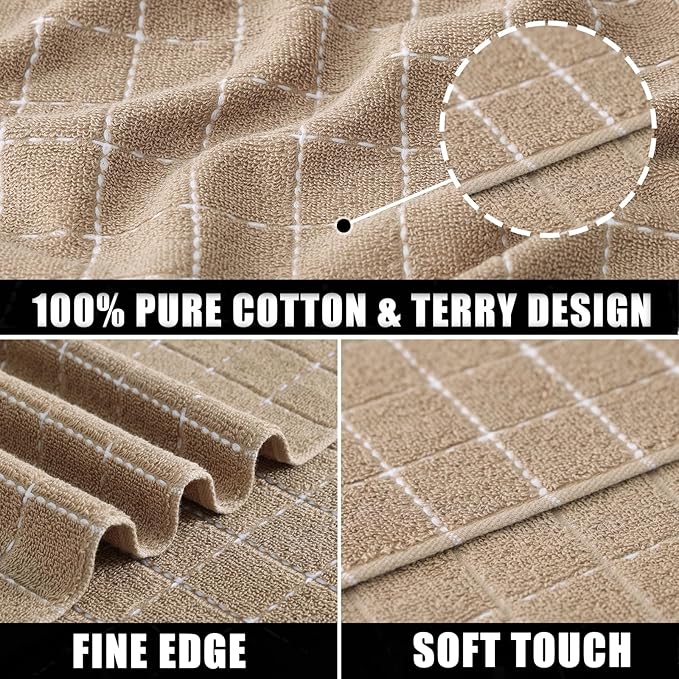 Mordimy 100% Cotton Terry Cloth Kitchen Towels, Super Soft and Absorbent Dish