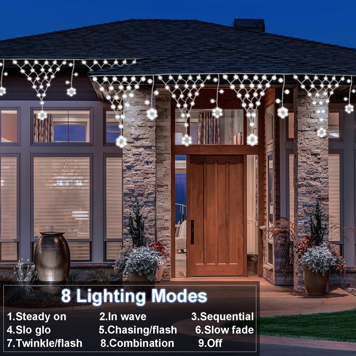 DBFAIRY Christmas Net Lights Plug in,207LED Snowflake Hanging Net Light 13.1 x1.9Ft