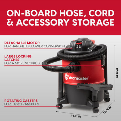 Vacmaster Wet/Dry Vacuum with Detachable Blower 6 Gallon 5 Peak HP-VBVB611PF 1101