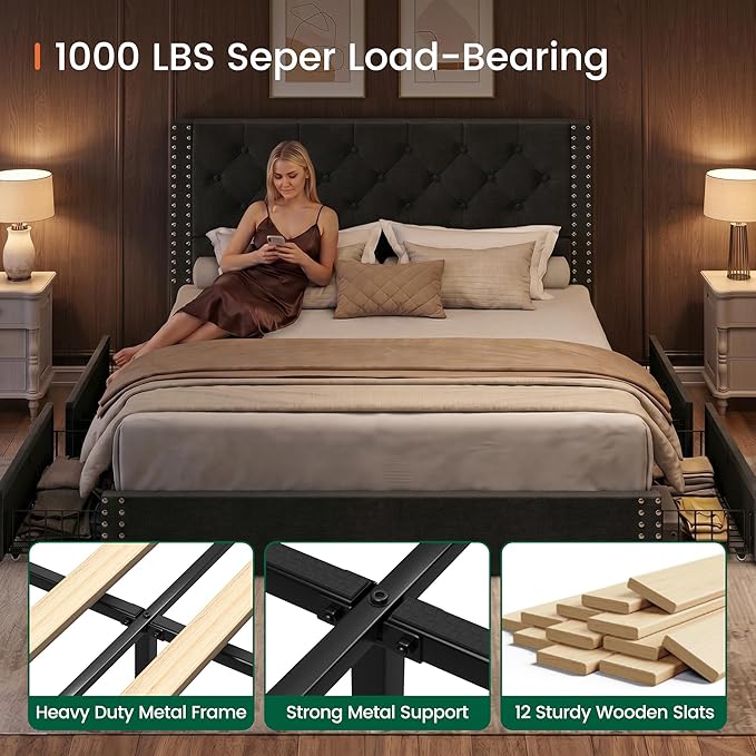 LARMACE Queen Size Bed Frame