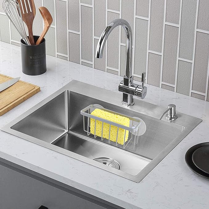 Sponge Holder for Kitchen Sink Suction, Stainless Steel Sponge Holder for