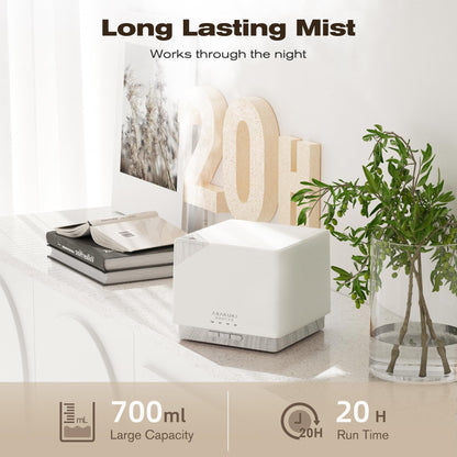 ASAKUKI 700 ml Premium Essential Oil Diffuser, 5 in 1 Ultrasonic Aromatherapy Fragrant Oil Vaporizer Humidifier, Timer and Auto-Off Safety Switch, 7 LED Light Colors