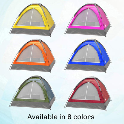 2 Person Camping Tent with Rain Fly and Carrying Bag - Lightweight Outdoor Tent for Backpacking, Hiking, or Beach Use by Wakeman Outdoors (Orange)