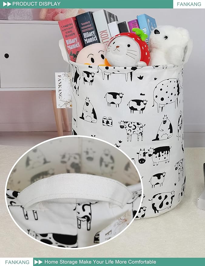 FANKANG Storage Basket, Nursery Hamper Canvas Laundry Basket Foldable