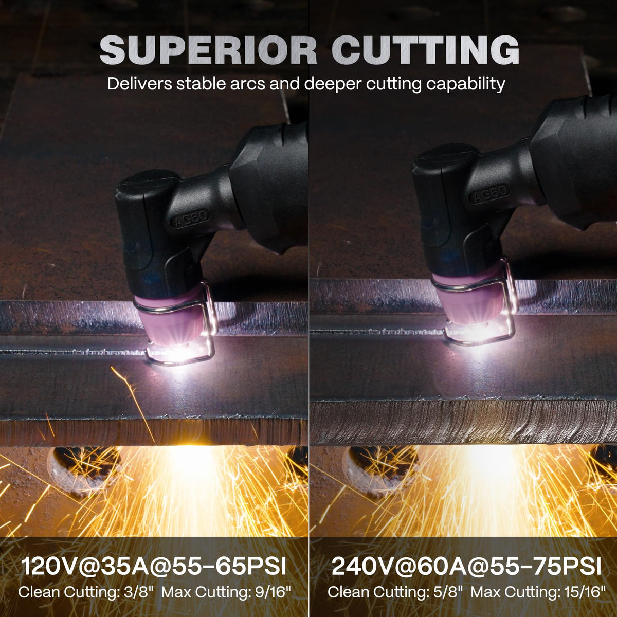 ARCCAPTAIN iControl CUT60 Pro Plasma Cutter, [APP Control] 60Amp Pilot Arc 120/240V Plasma Cutter Machine, Cuts 15/16" Max, Supports Rust Removal & Expanded Metal, LED Display, 2T/4T, PA/PT, MCU 3.0