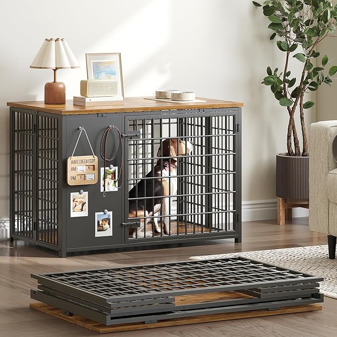 YATINEY Foldable Dog Crate Furniture, Dog Crate