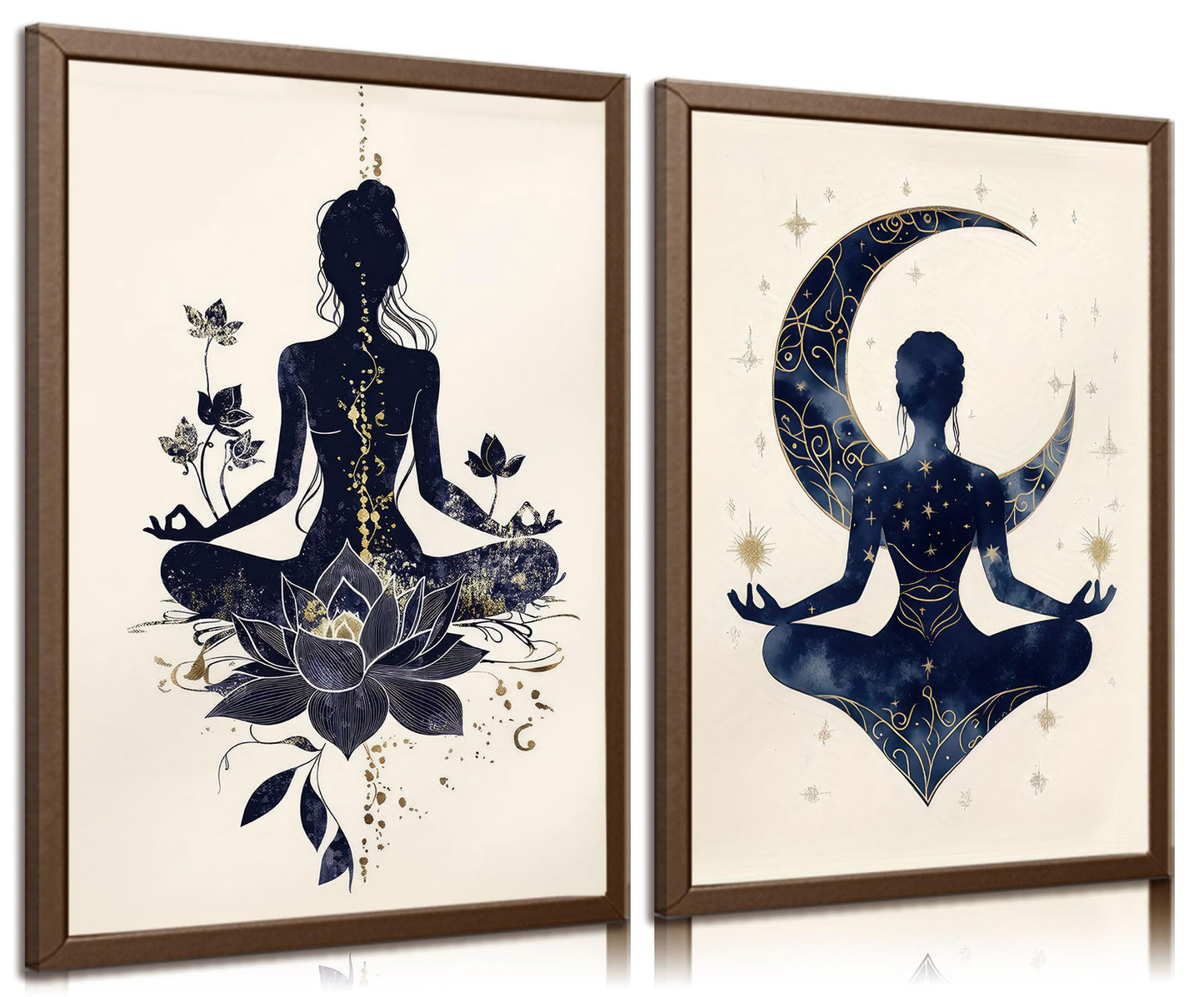 QGJQCFY 2Pcs Celestial Yoga Lotus Moon Canvas Wall Art