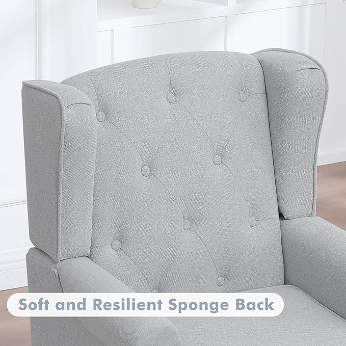 Accent Chair for Living Room, Mid Century Modern Upholstered Armchair, Wingback