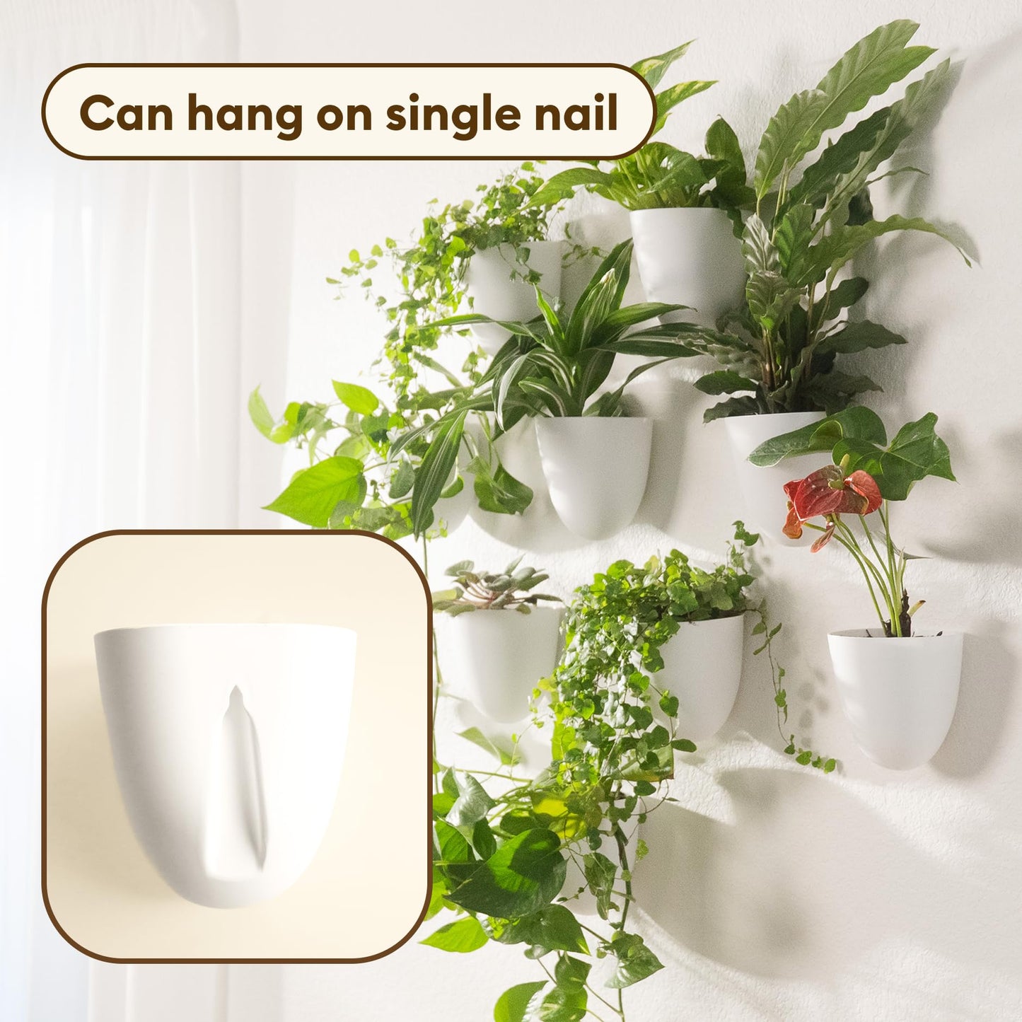 PlantPod Classic - Self-Watering Wall Planters (9, White) - Easy to Water and Install - Lightweight - Design Your Own Vertical Garden - Wall Planters for Indoor Plants