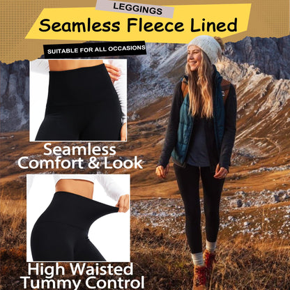 Hi Clasmix Fleece Lined Leggings Women - Seamless Thermal Winter High Waisted Tummy Control Thick Warm Yoga Pants