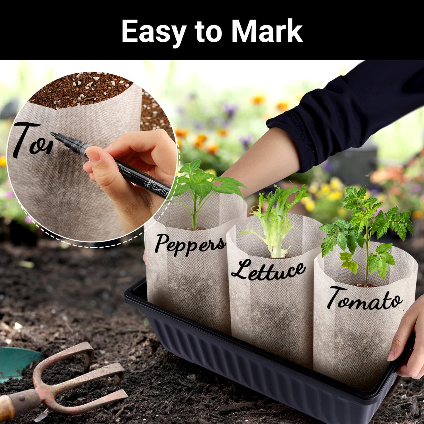 ENPOINT Fabric Grow Bags - 12.6x13.4 inches Breathable Seed Starter Plant Grow Bags for Seedling Pots, Nursery Pots for Plants, 50pcs