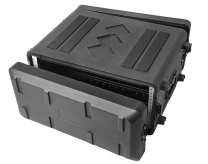 Diandian 4U Rack Case Shallow 16" Depth, 19" Rackmount Flight Case, Watertight Dust-Proof, Shock Mount for Amplifier, Pro Audio, DJ Mixer, Effects with Microphone Compartments