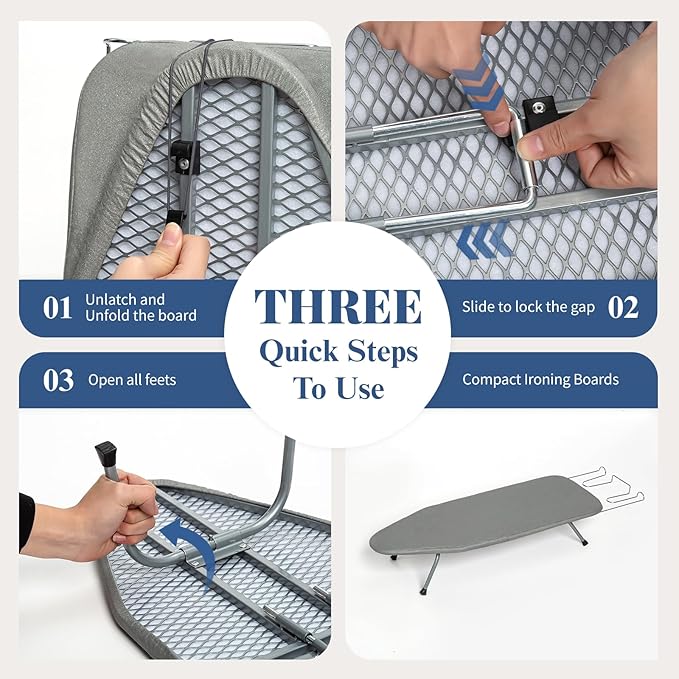 Tabletop Ironing Board with Iron Rest, Small Ironing Board Foldable with Heat
