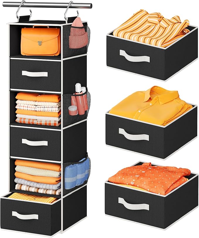Pipishell Hanging Closet Organizer 6-Shelf, Hanging Shelves