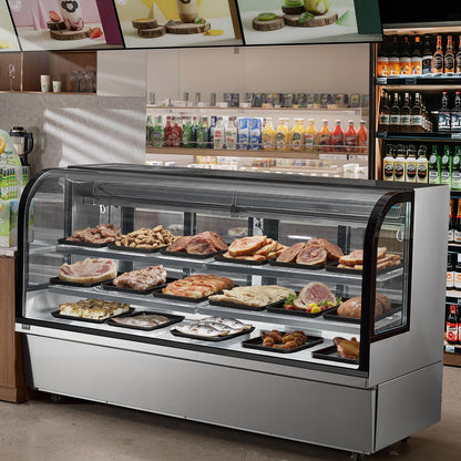 VEVOR Deli Case, 32 Cu.Ft./901L Large Pastry Display Case, 4-Tier Commercial Display Refrigerator with LED Lighting, Downdraft Cooling, Movable with Casters, for Bakery