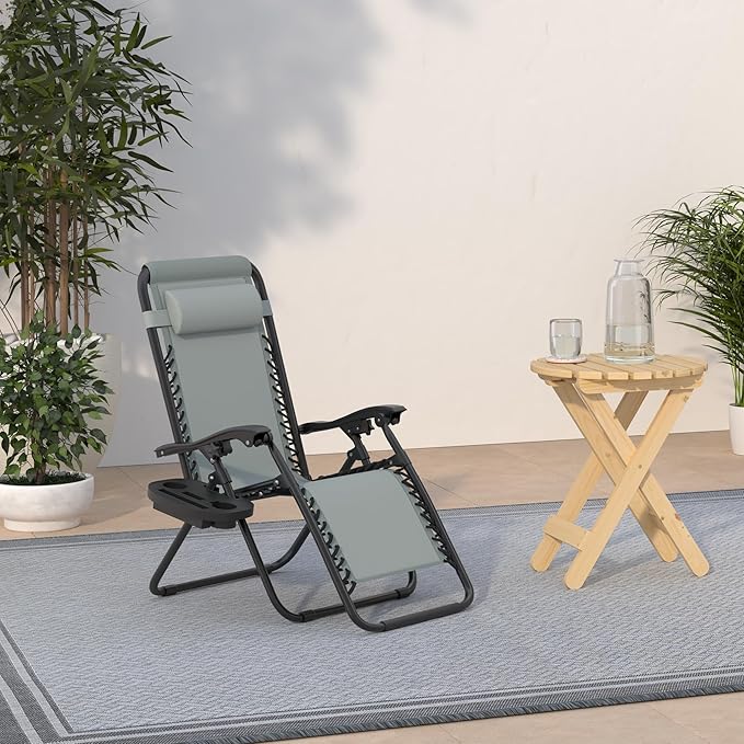 Best Choice Products Set of 2 Adjustable Steel Mesh Zero Gravity Lounge Chair Recliners w/Pillows and Cup Holder Trays - Stardew