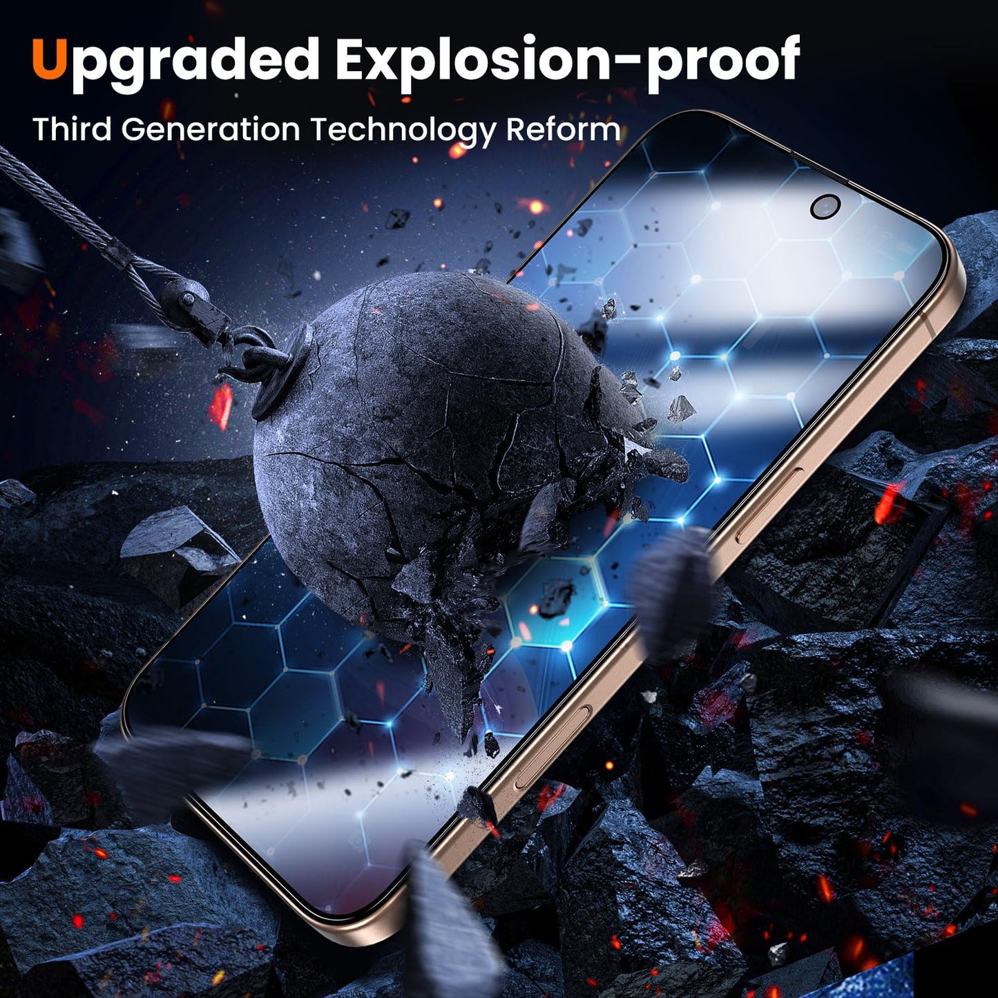 UniqueMe for iPhone 16 Pro Screen Protector - [Military Grade Shatterproof & 9H+ Hardness] Screen Protector 16 Pro Tempered Glass Full Coverage Protection, Easy Installation, 2 Packs