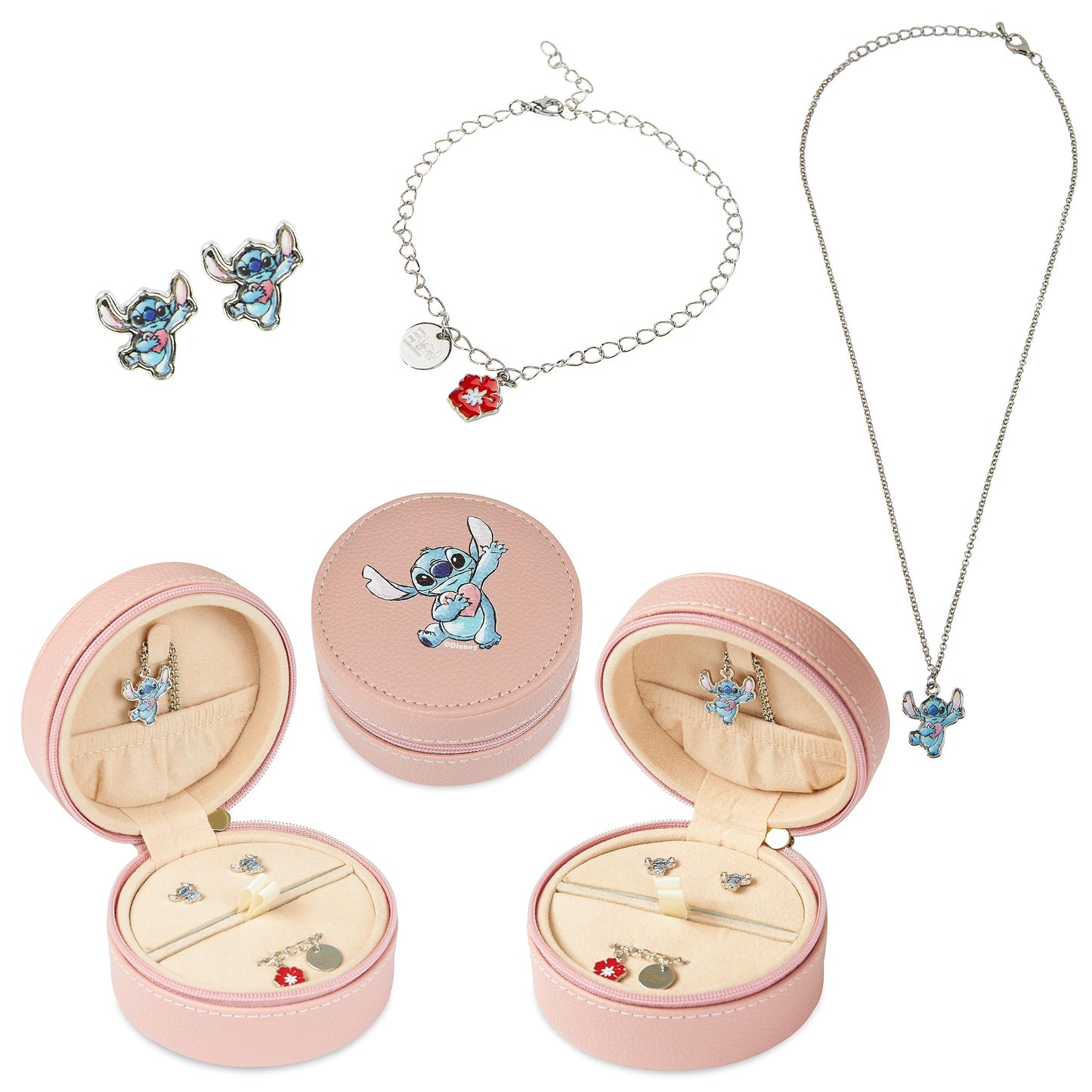 Disney Stitch Girls Jewellery Set, Friendship Necklace Earrings Bracelet Rings - Stitch Gifts (Jewellery Set Stitch)