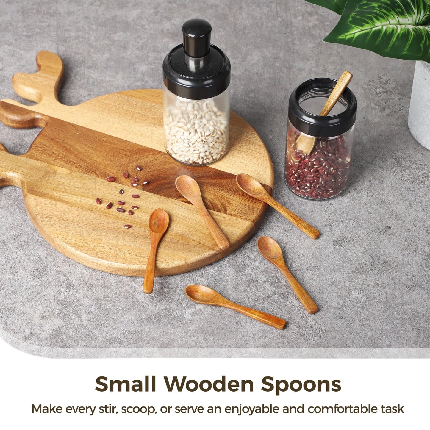30 Pcs Small Wooden Spoons - 3.9" Tiny Small Mini Wood Spice Spoons for Cooking, Spice Serving Spoons for Salt, Honey, Sugar, Pepper, Tiny Teaspoons for Kitchen