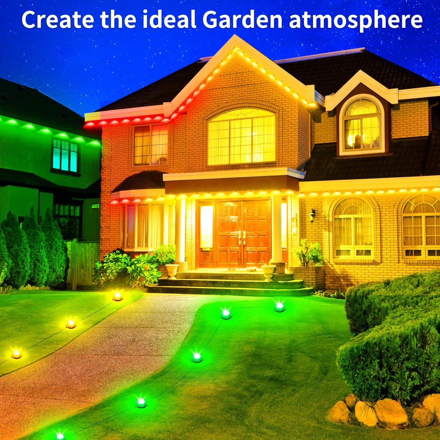Rroetxi 32.8FT Permanent Outdoor Light, IP67 Waterproof LED Eaves Light, App/Remote Control Christmas Lights, Suitable for House，Patio Decor Garden Party Festival Decoration