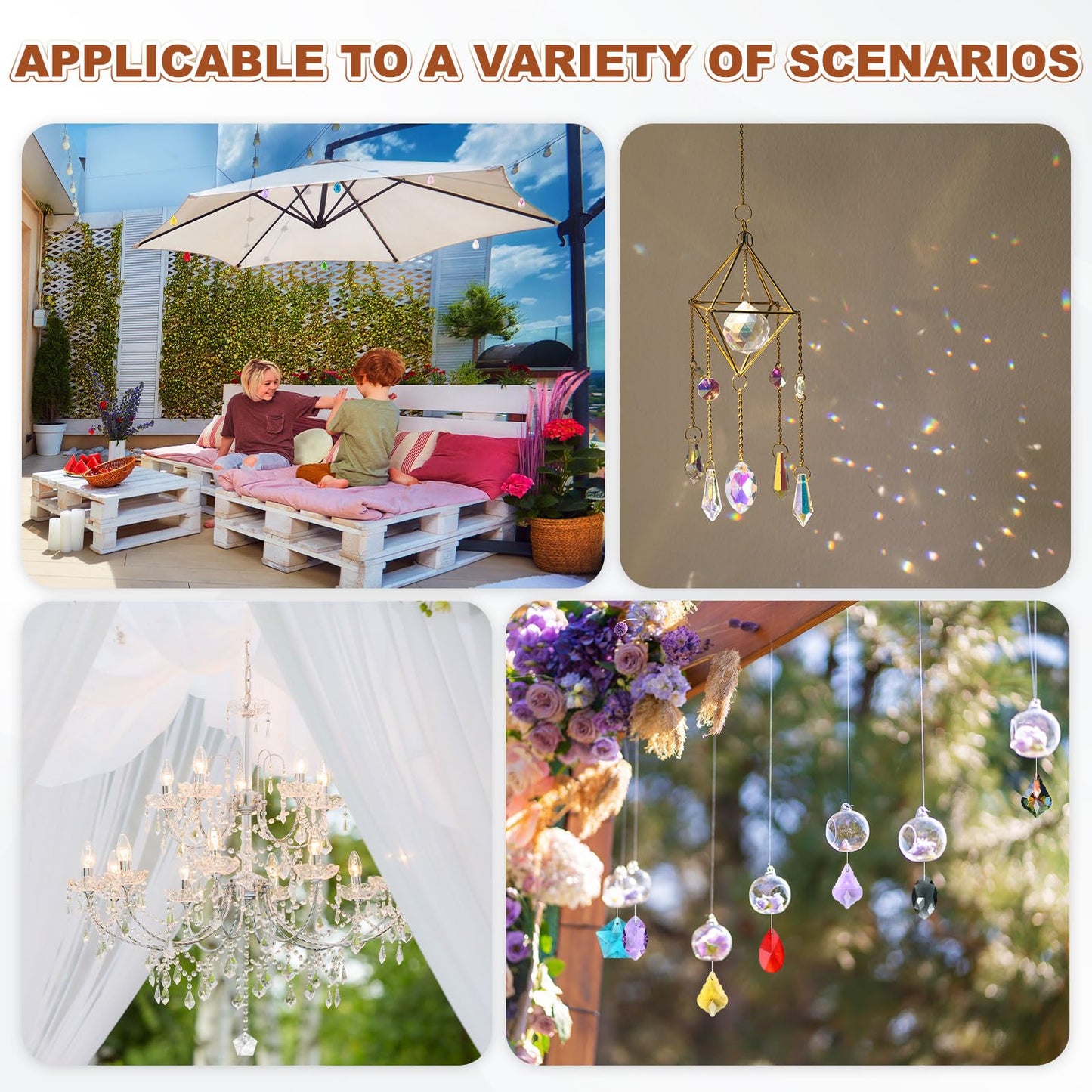 M METERXITY 8-Pack Crystal Pear Shaped Prisms, 38mm/1.5 Inch Chandelier Pendant Maker Hanging Crystals Chandelier Prisms for Home/Windows/Garden/DIY Decoration[Purple]