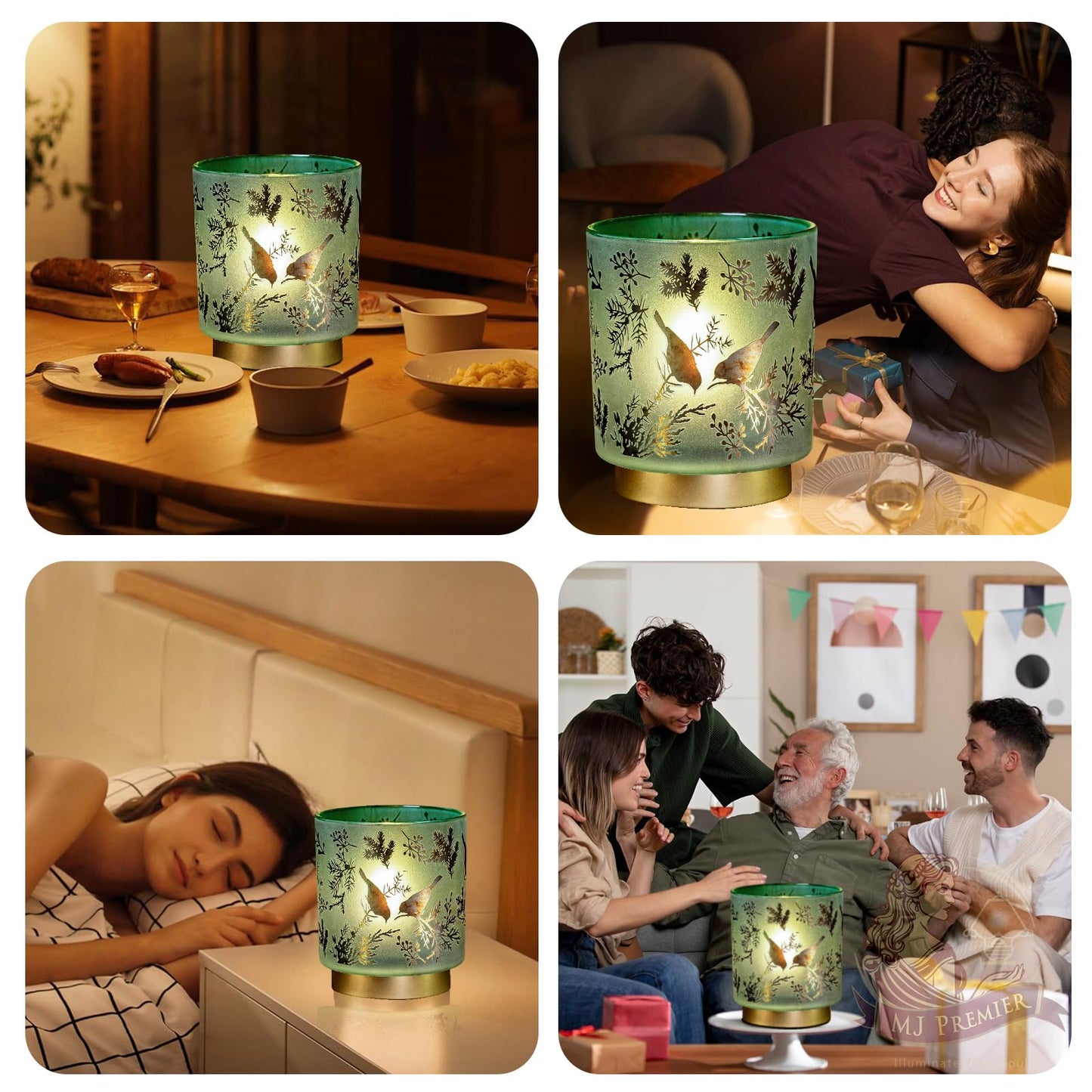 Cordless Table Lamp Timer, BIG 7'' Battery Operated Lamp, Emergency Table Lamp for Area No Plug/Hurricane, Decorative Bird Lamp for Kitchen Counter/Entryway/Bathroom/Living room/Mothers Day Gifts