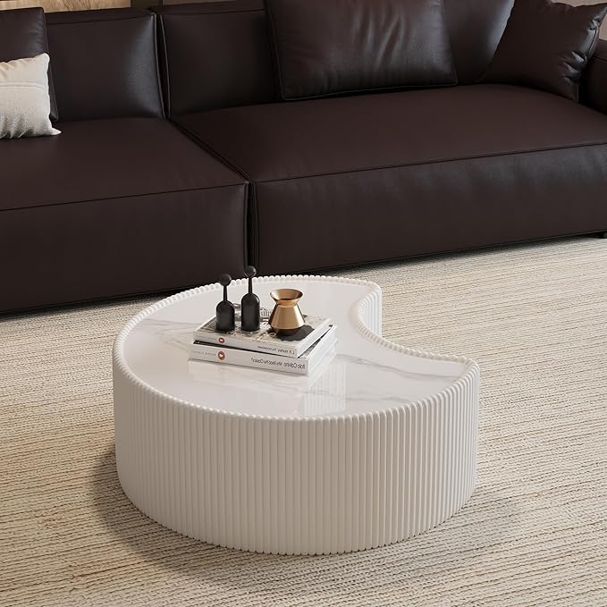 Modern Nesting Coffee Table Set of 2, Creative Moon Coffee and End Table Set