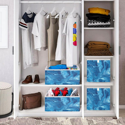 senya Large Storage Bins Blue Pigment Collapsible Foldable Storage Cubes Fabric Basket Closet Organizer Containers Box for Home Bedroom Office 15.7 x 10.6 x 6.9in