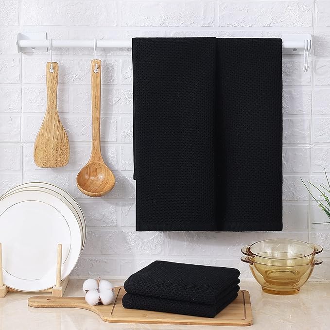 Kitinjoy 100% Cotton Waffle Weave Kitchen Hand Towels