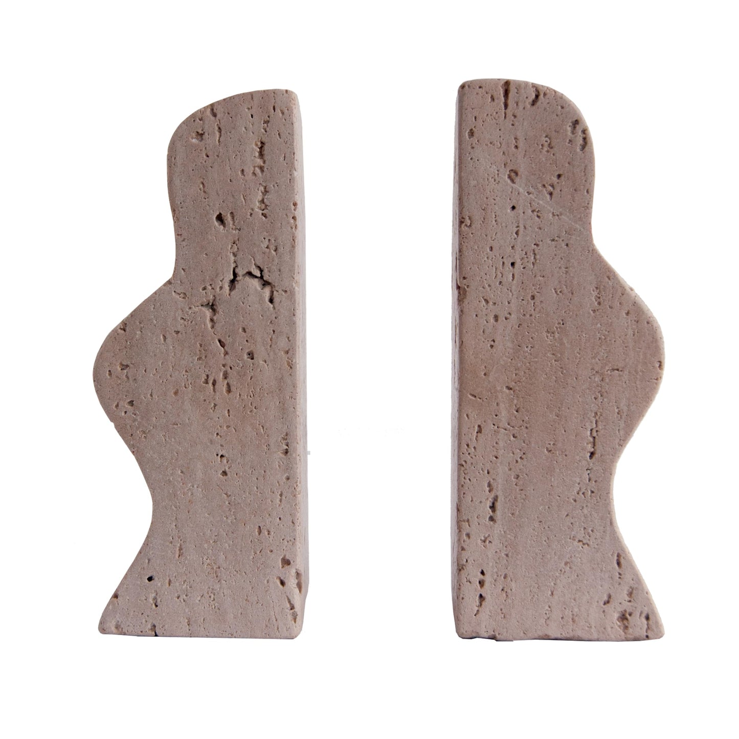 Creative Co-Op Decorative Travertine Wave Bookends, Natural