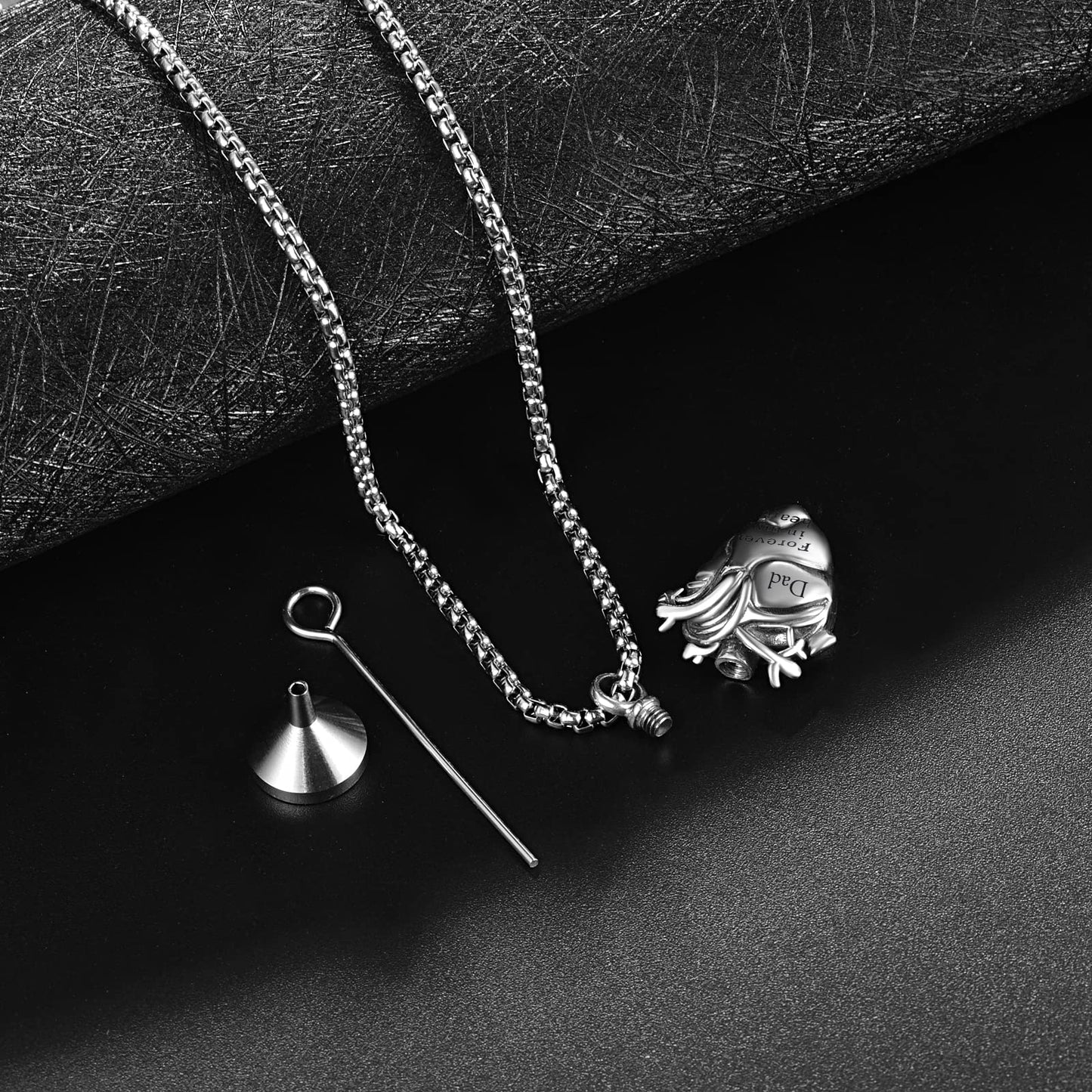 Personalized Anatomical Heart Urn Necklaces for Ashes Sterling Silver Ash Pendants Cremation Jewelry Dad Keepsake Pendant Memorial Jewelry Gifts for Loss of Dad