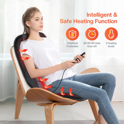 CILI Massage Chair Pad,Back Massager with Heat,Massage Seat Cushion with 10 Vibration Motors,30-60-90 Minutes Heating Options,Chair Massager for Office Chair, Home Office Use