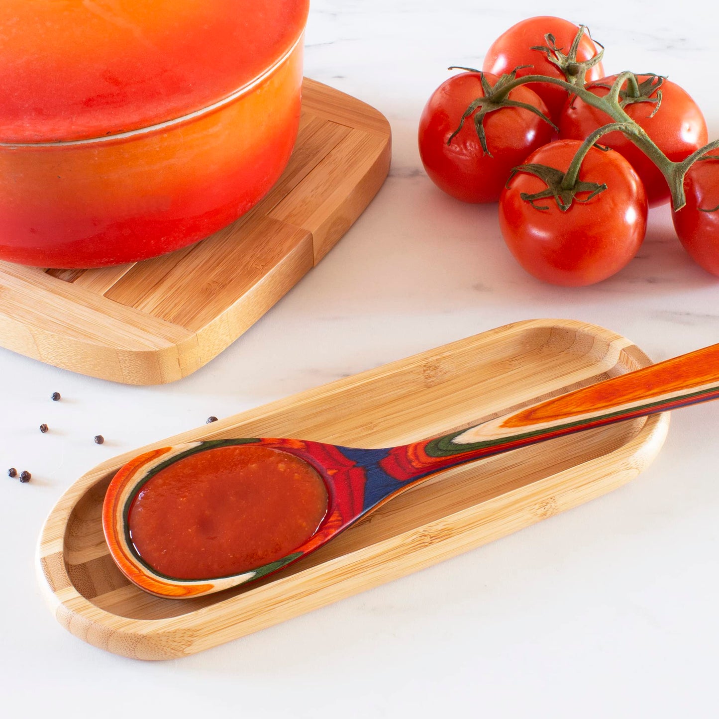 Totally Bamboo Catch-All Spoon Rest with Inlay Design