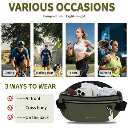 Slim Running Belt for Women Men Runners Fanny Packs With Phone Holder Hidden Pockets Exercise Waist Bag for Marathon Workout